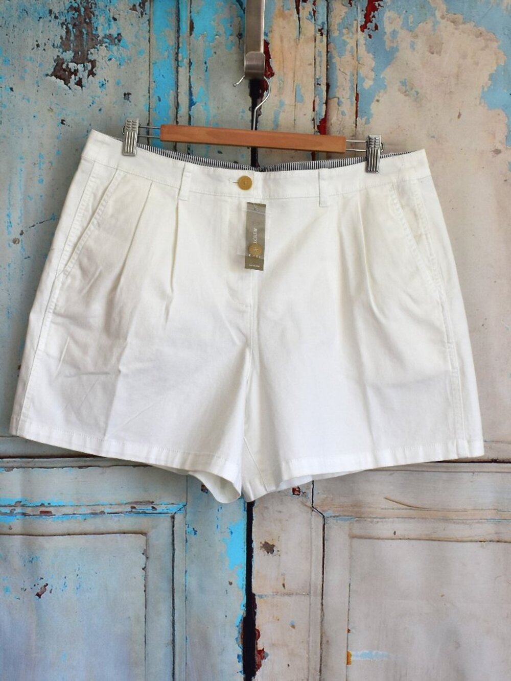 Women's J. Crew Pleated Heritage Chino Short 5" In Preppy SIZE 12 White NEW